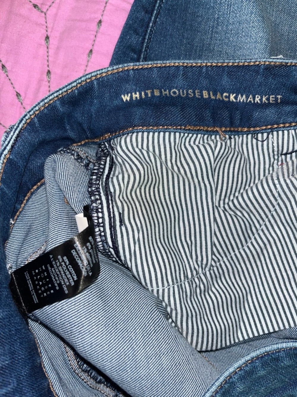 White House Black Market Blue Skinny cropped Jeans with Floral Embroidery - Picture 5 of 7